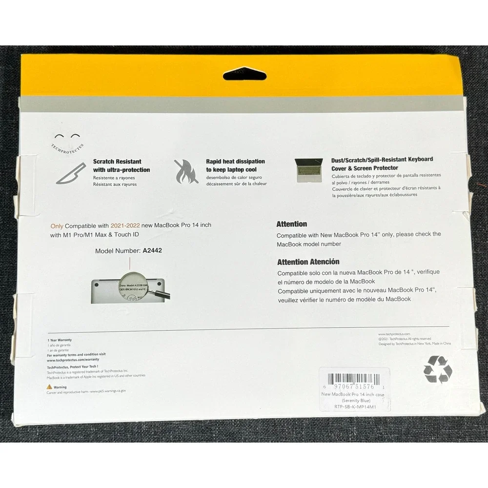 TechProtectus Macbook Pro14cCase w/ Keyboard Cover&Screen Protector SerenityBlue
